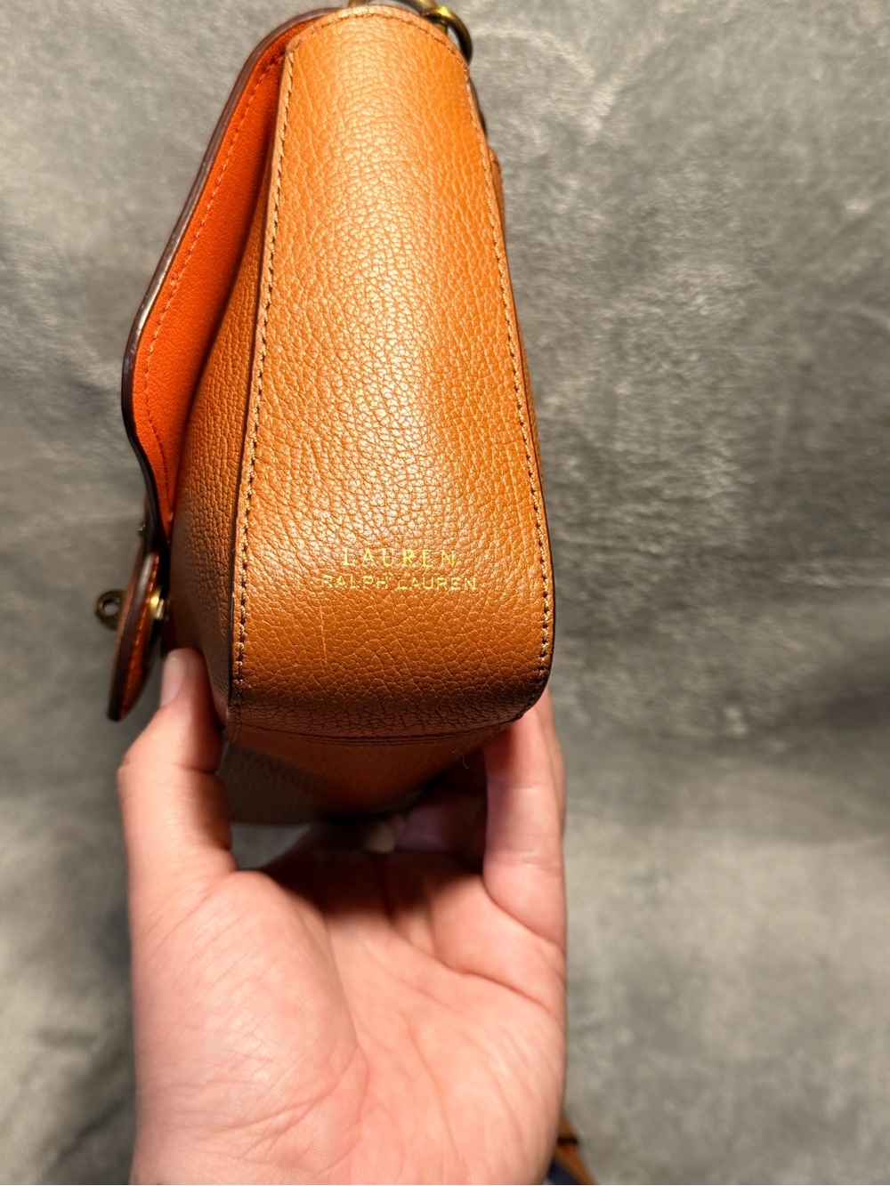 Ralph Lauren LRL Millbrook Pebbled Leather Crossbody with Chain Strap - Picture 7 of 11
